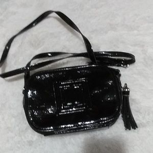 Liz Claiborne black shiny crossbody bag